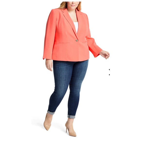 KASPER ONE BUTTON PANEL SEAMED BLAZER - Picture 2 of 4